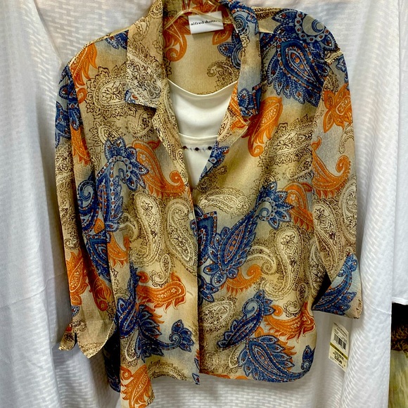 Alfred Dunner shear blouse with attached tank top - Picture 1 of 5